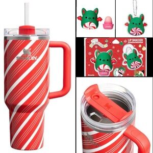 Stanley 30oz Candy Cane Twist Mug / Lip Smacker Peppermint Lip Balm / NEW tags